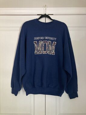 Vintage Samford University Travaux “Mom” Pullover Sweater XL Blue Paisley USA
